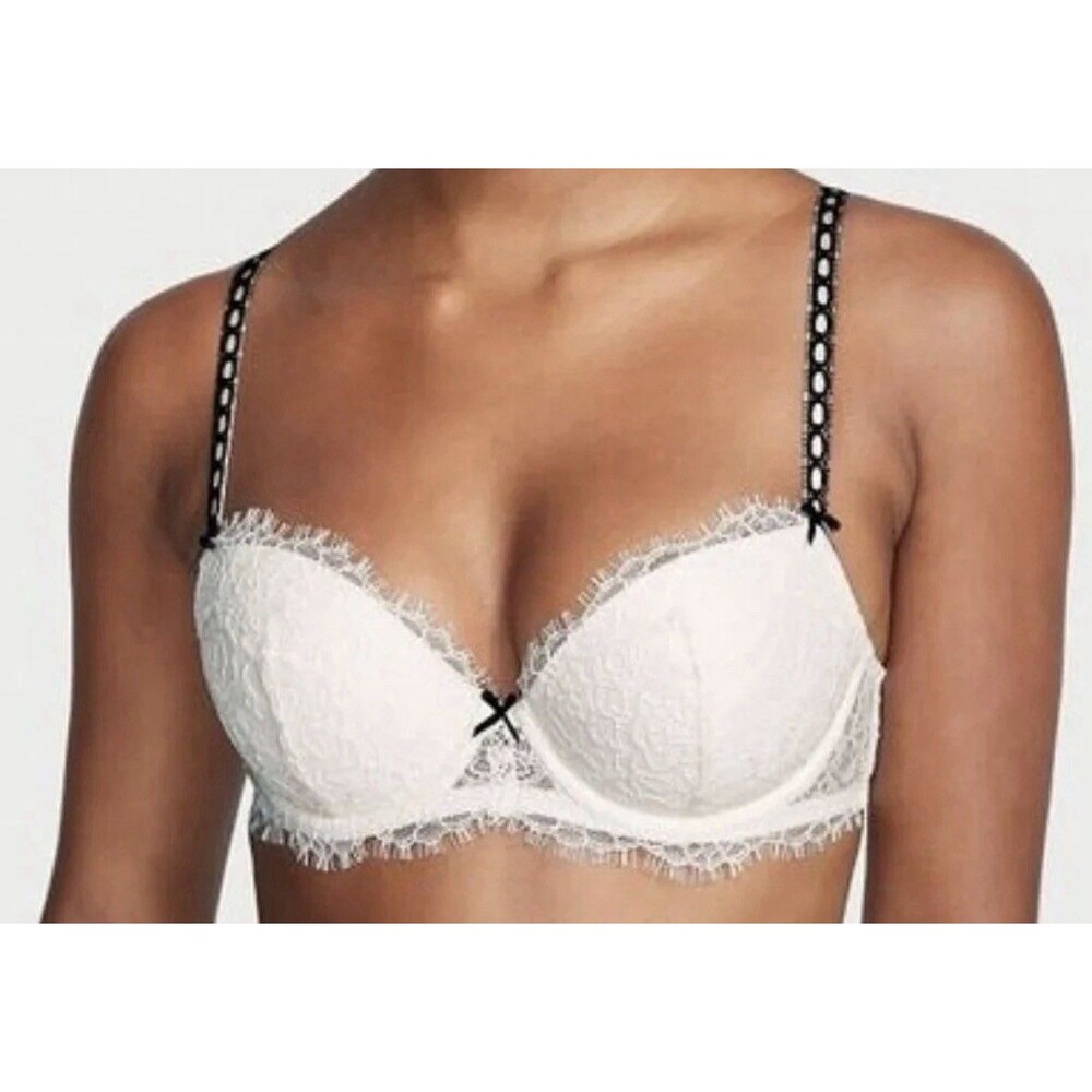 Victoria's Secret Dream Angels Black & White Lined Demi Bra- 34 D
